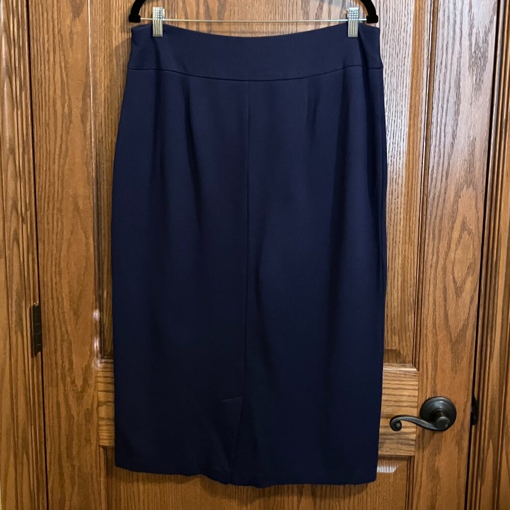 Ashley Stewart Navy Midi Pencil Skirt Size 16 - Picture 2 of 5